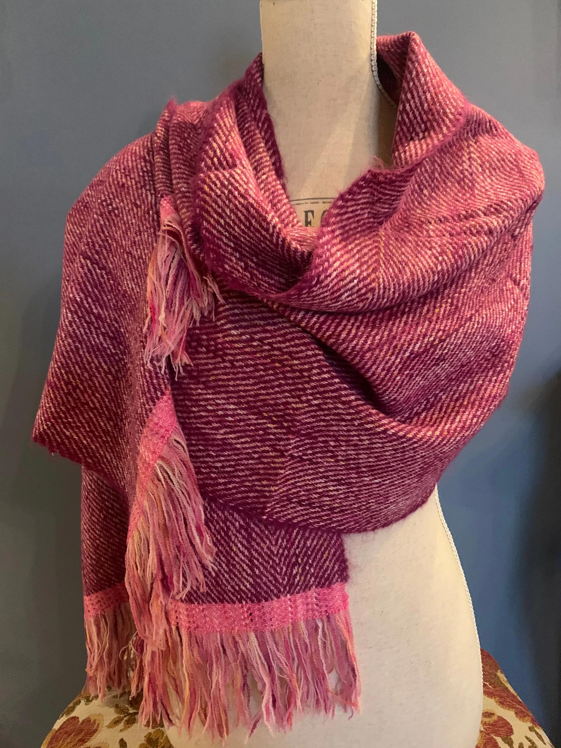 Écharpe framboise chinée, autre vue 4